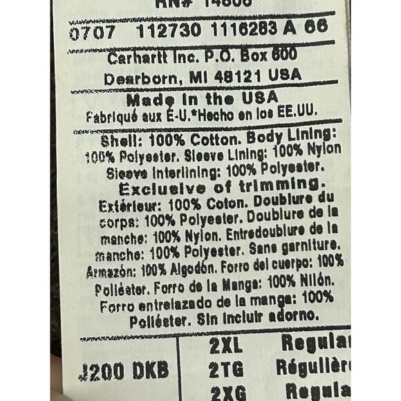 Vintage Carhartt Detroit Jacket Flannel Lined 2XL J200DKB Dark Brown Union Labor - Picture 11 of 16